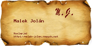 Malek Jolán névjegykártya
