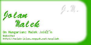 jolan malek business card